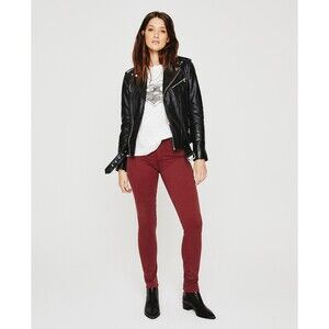 AG ADRIANO GOLDSCHMIED The Prima Mid Rise Cigarette Maroon Stretch Pants Size 24